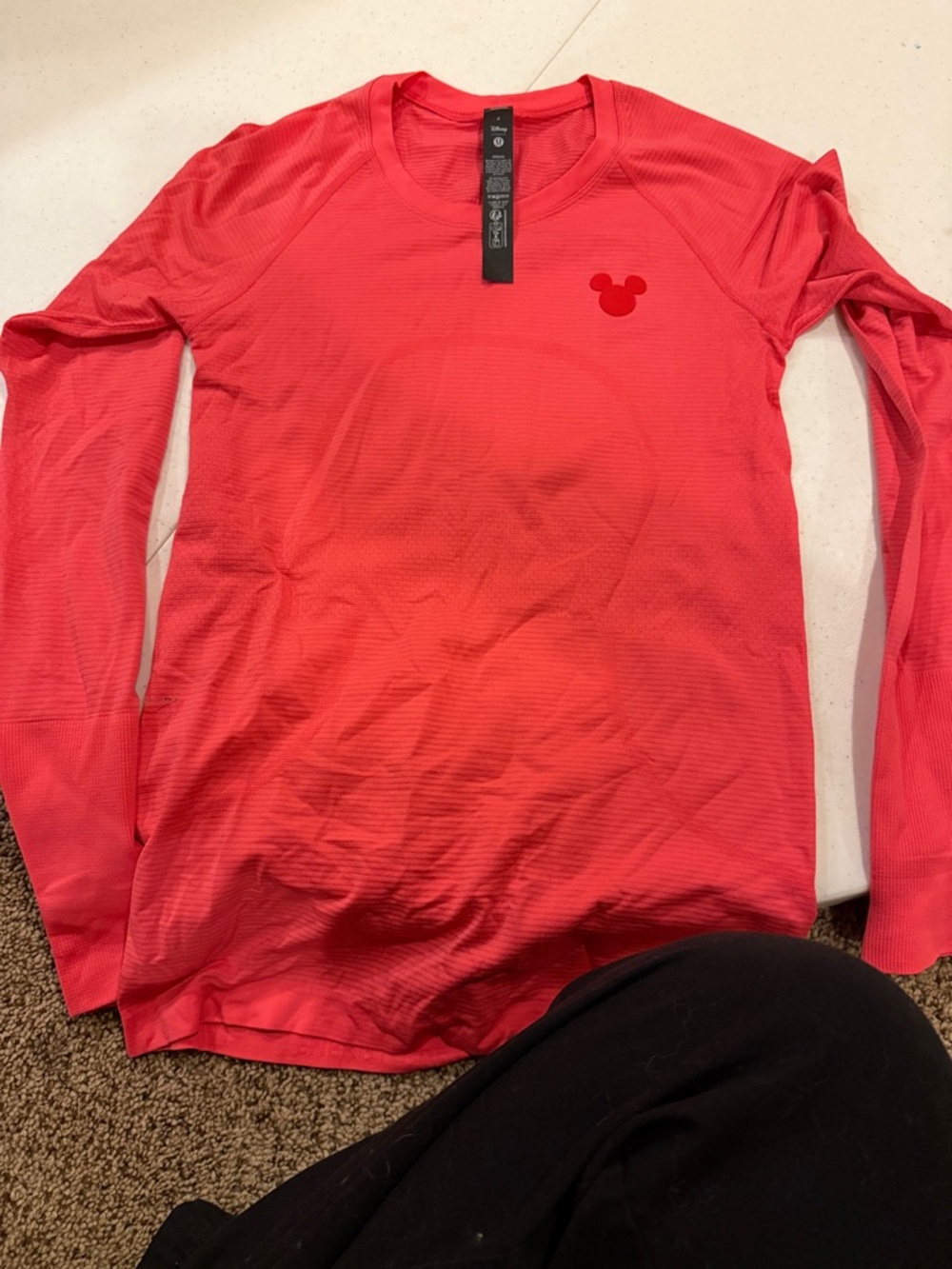 Lululemon Disney Coral-Red Long Sleeve Performance Top